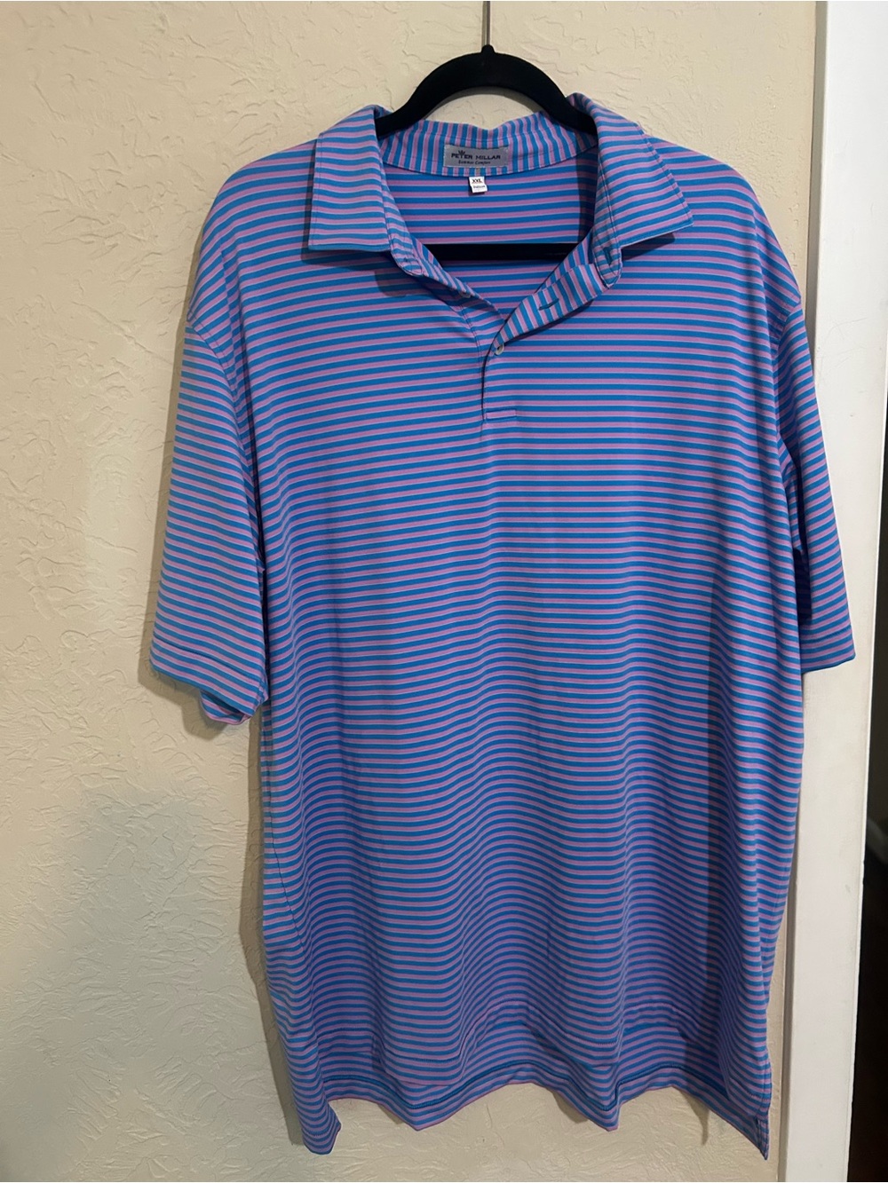 Peter Millar Blue and Pink Striped Polo